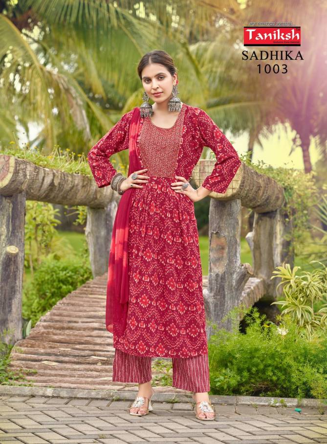 Sadhika Vol 1 By Taniksh Rayon Printed Kurti With Bottom Dupatta Wholesale Price In Surat
